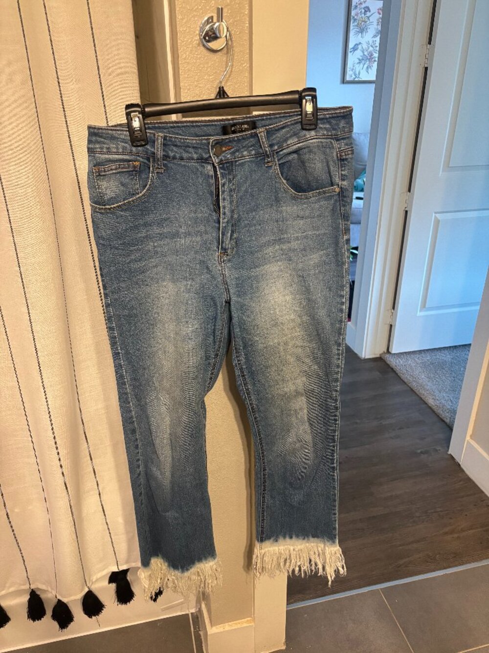 Denim Jeans with White Frayed Ends